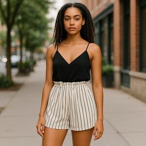 Black and White Sleeveless V-Neck Sundress